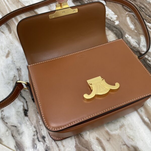 Celine Teen Triomphe Calfskin Handbag - Brown 70054 - Image 3