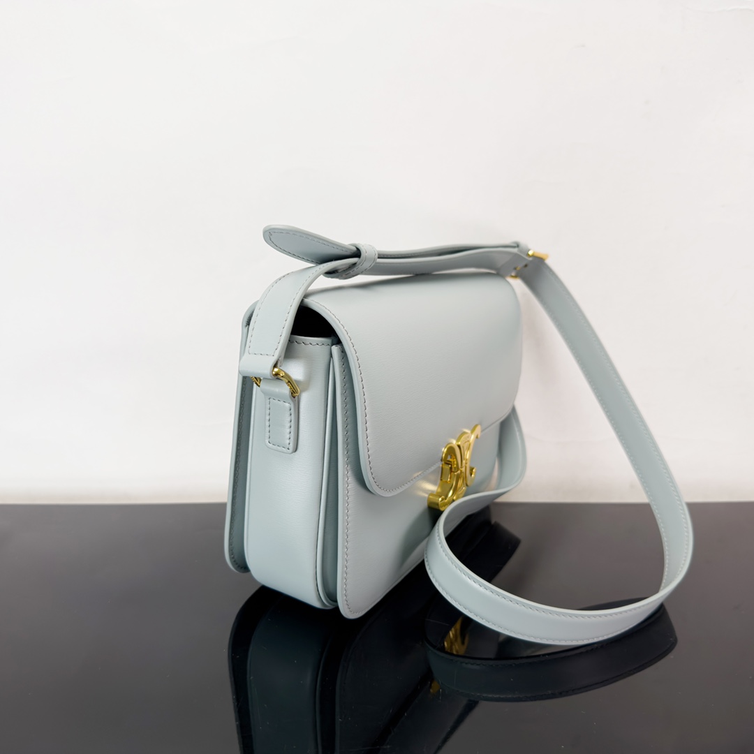 Celine Teen Triomphe Calfskin Handbag - White 34721 - Image 5