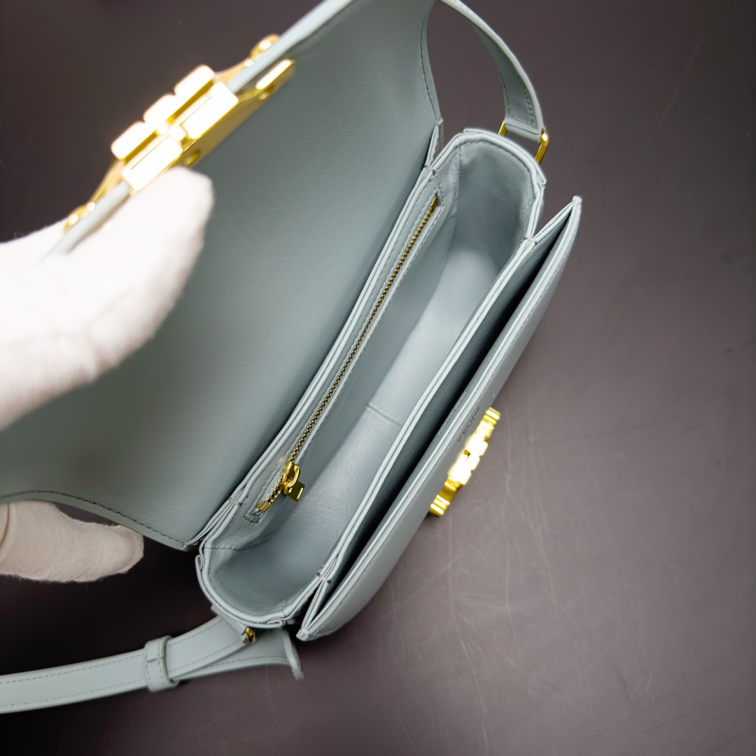 Celine Teen Triomphe Calfskin Handbag - White 34721 - Image 2
