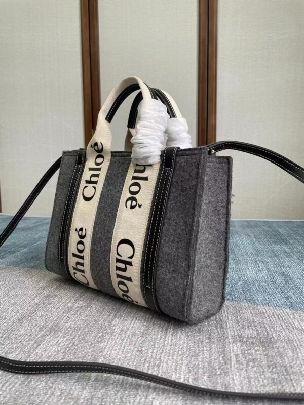 Chloe Woody Small Tote Bag - Gray 80921 - Image 5