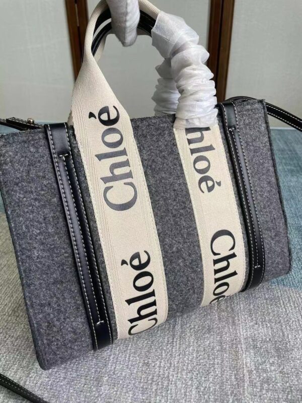 Chloe Woody Small Tote Bag - Gray 80921 - Image 4