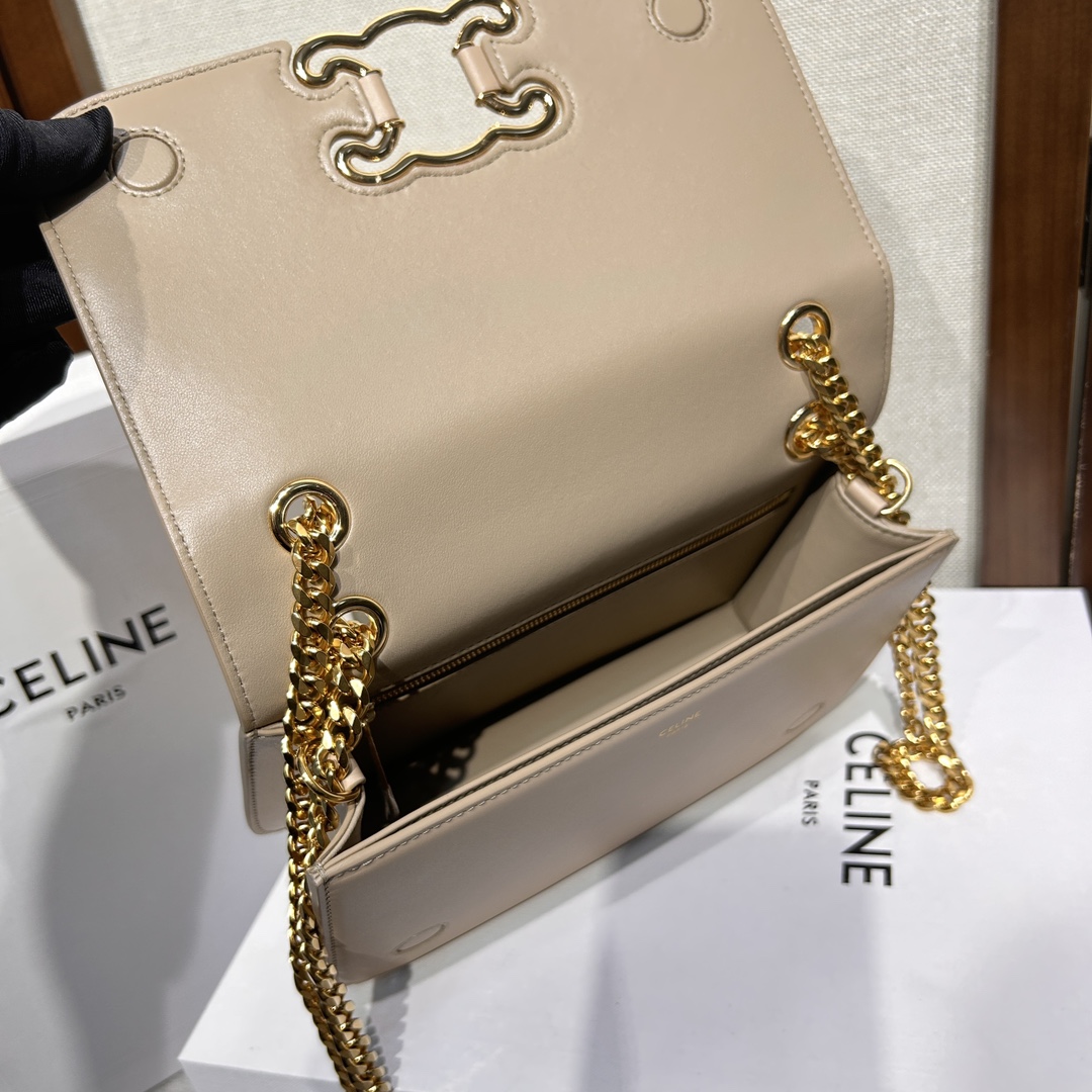 Chloe Medium Triomphe Frame Cow Leather Shoulder Bag - Cream 35202 - Image 2