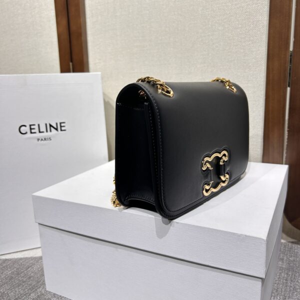 Chloe Medium Triomphe Frame Cow Leather Shoulder Bag - Black 14775 - Image 5