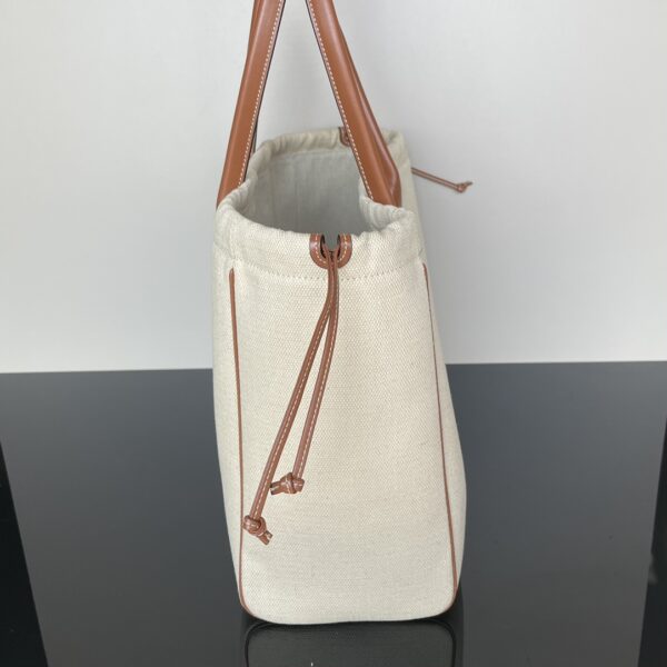 Celine Cabas Triomphe Tote Drawstring Bag - White 51456 - Image 4