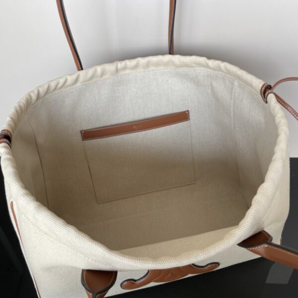 Celine Cabas Triomphe Tote Drawstring Bag - White 51456 - Image 2