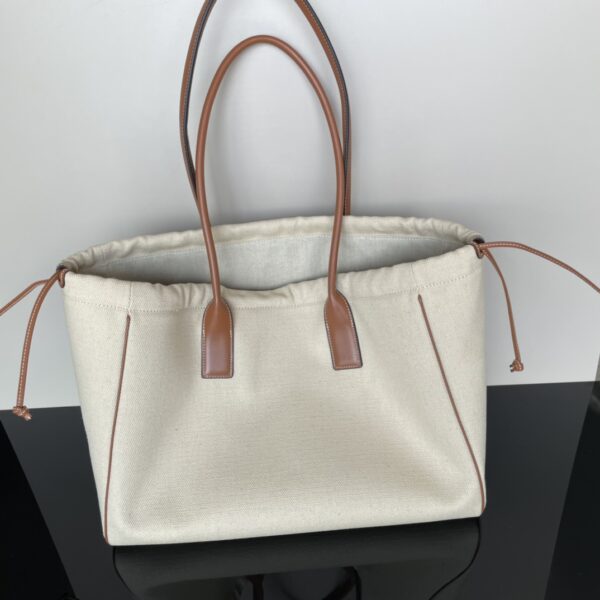 Celine Cabas Triomphe Tote Drawstring Bag - White 51456 - Image 3