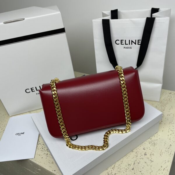 Celine Chain Underarm Triomphe Canvas Bag - Maroon 15134 - Image 5