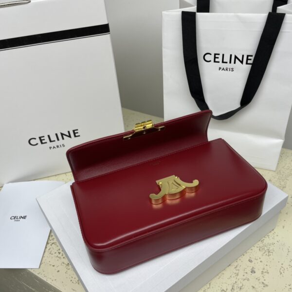 Celine Chain Underarm Triomphe Canvas Bag - Maroon 15134 - Image 4