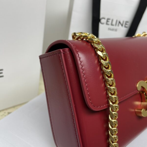 Celine Chain Underarm Triomphe Canvas Bag - Maroon 15134 - Image 2