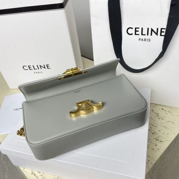 Celine Chain Underarm Triomphe Canvas Bag - Gray 18029 - Image 3