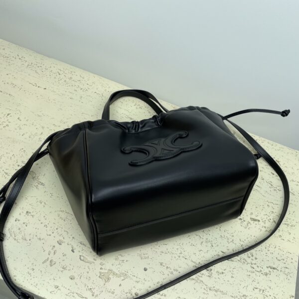Celine Cabas Triomphe Small Drawstring Bag - Black 25417 - Image 4