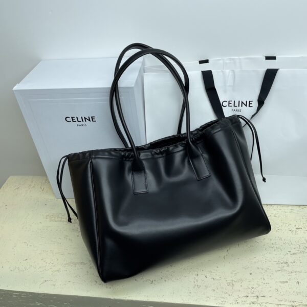 Celine Cabas Triomphe Tote Drawstring Bag - Black 58835 - Image 3