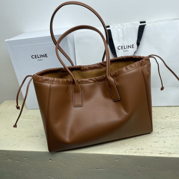Celine Cabas Triomphe Tote Drawstring Bag - Brown 30577 - Image 3