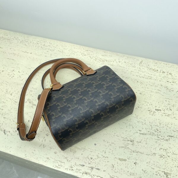 Celine Triomphe Canvas Logo Printed Boston Bag 85634 - Image 3