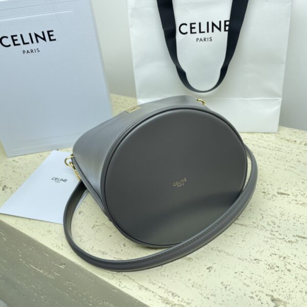 Celine Teen Bucket Mini 16 Leather Bucket Bag - Gray 21694 - Image 4