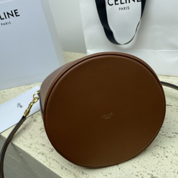 Celine Teen Bucket Mini 16 Leather Bucket Bag - Brown 86185 - Image 2