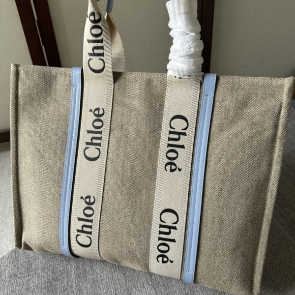 Chloe Woody Large Tote Bag - Light Blue 59095 - Image 4