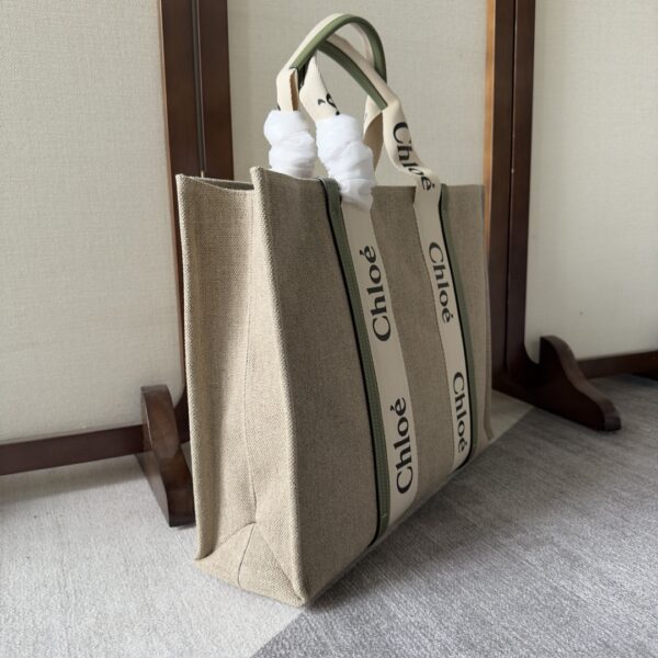 Chloe Woody Large Tote Bag - Light Green 65772 - Image 5