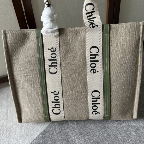 Chloe Woody Large Tote Bag - Light Green 65772 - Image 2