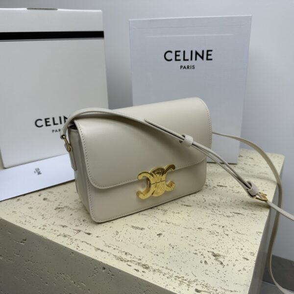 Celine Teen Triomphe Calfskin Handbag - Light Gray 14941 - Image 5