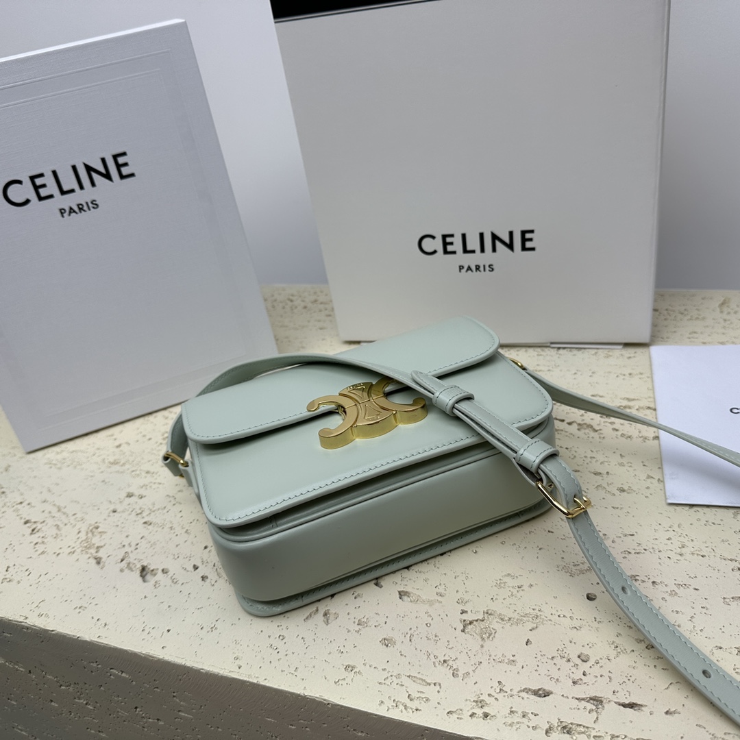 Celine Teen Triomphe Calfskin Handbag - Light Green 72892 - Image 4