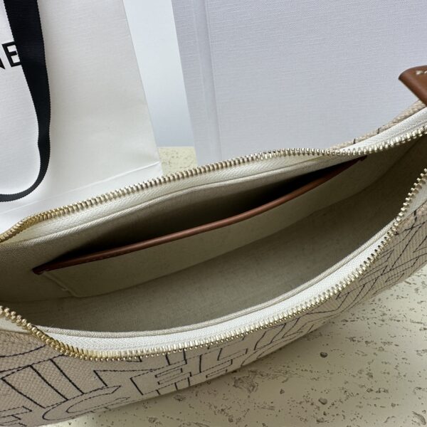 Celine Ava Letter Logo All-over Printed Fabric Strap Handbag - Cream 71481 - Image 2