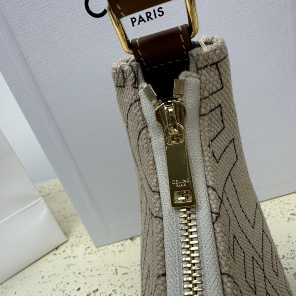 Celine Ava Letter Logo All-over Printed Fabric Strap Handbag - Cream 71481 - Image 3