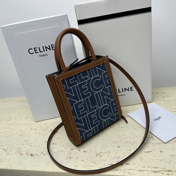 Celine Cabas Triomphe Mini Vertical Handbag - Blue 58536 - Image 4