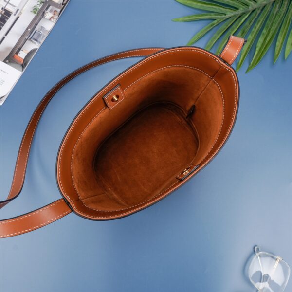Celine Cuir Triomphe Small Smooth Cow Leather Bucket Bag - Brown 42217 - Image 4