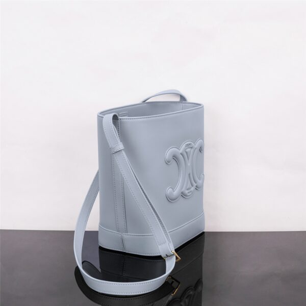 Celine Cuir Triomphe Small Smooth Cow Leather Bucket Bag - Blue 41036 - Image 5