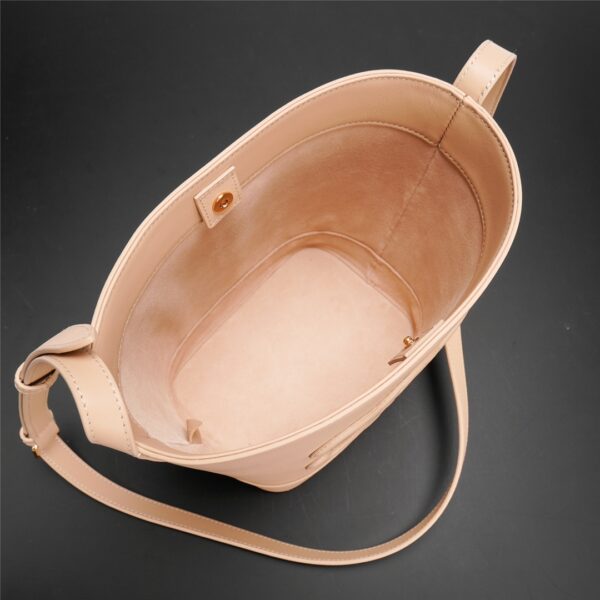 Celine Cuir Triomphe Small Smooth Cow Leather Bucket Bag - Peach 68530 - Image 4
