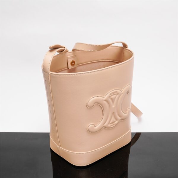 Celine Cuir Triomphe Small Smooth Cow Leather Bucket Bag - Peach 68530 - Image 5
