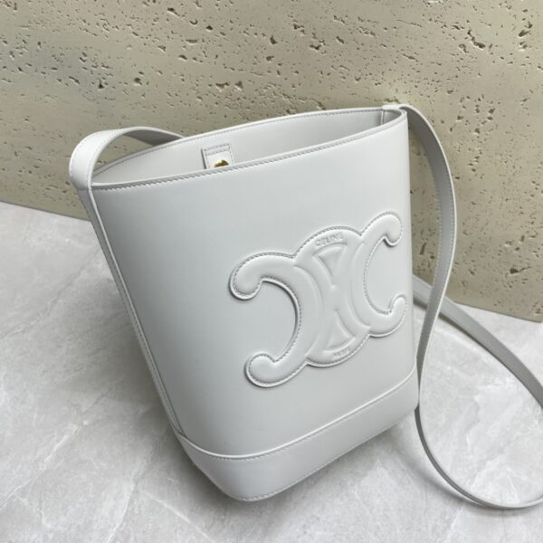 Celine Cuir Triomphe Small Smooth Cow Leather Bucket Bag - Gray 29541 - Image 5
