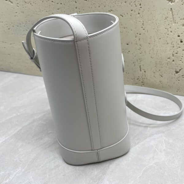 Celine Cuir Triomphe Small Smooth Cow Leather Bucket Bag - Gray 29541 - Image 4