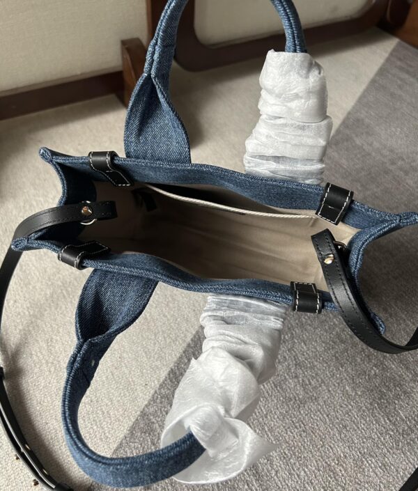 Chloe Woody Medium Handsome Denim Fabric Tote Bag 24488 - Image 5