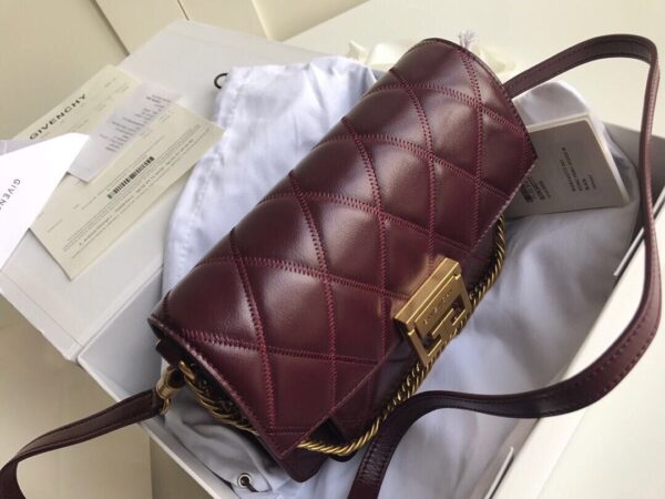 Givenchy Gv3 Diamond Series Small Handbag - Maroon 89242 - Image 5